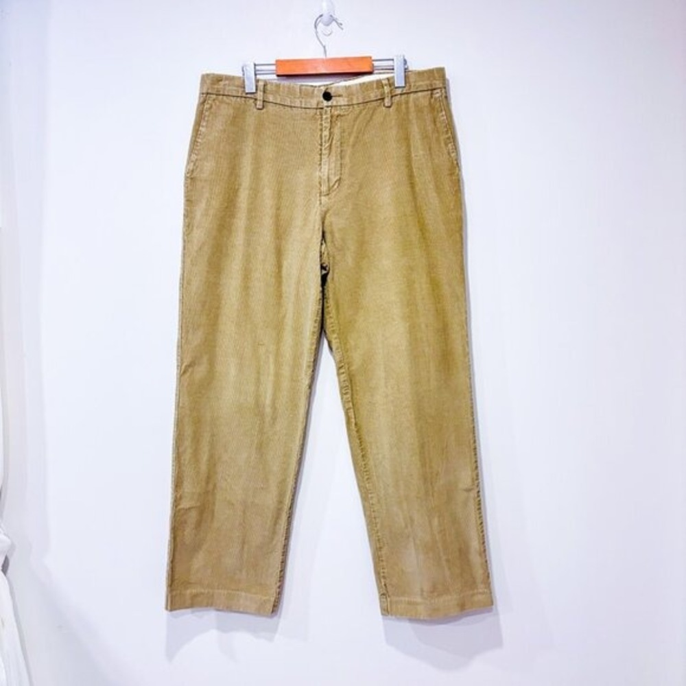 DOCKERS Beige Corduroy Straight Leg Flat Front Cotton Pants Size 36x32